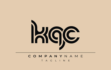 KQC Creative Unique Modern Letter Logo Design. Stylized logo featuring a unique letter design, presenting abstract minimalist aesthetics and modern appeal.