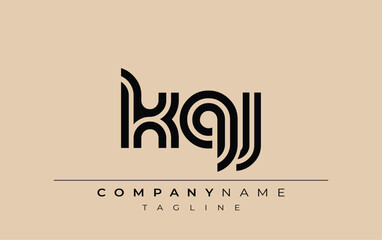 KQJ Creative Unique Modern Letter Logo Design. Stylized logo featuring a unique letter design, presenting abstract minimalist aesthetics and modern appeal.