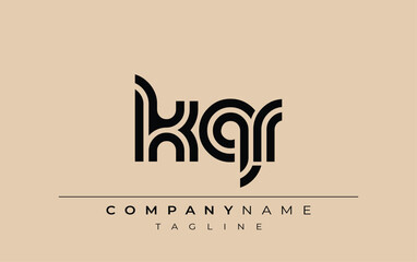 KQR Creative Unique Modern Letter Logo Design. Stylized logo featuring a unique letter design, presenting abstract minimalist aesthetics and modern appeal.