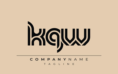 KQW Creative Unique Modern Letter Logo Design. Stylized logo featuring a unique letter design, presenting abstract minimalist aesthetics and modern appeal.
