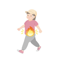 ウォーキングをする太った中年女性のイラスト素材