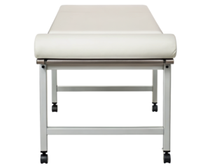 Medical examination table with cushion on a transparent background