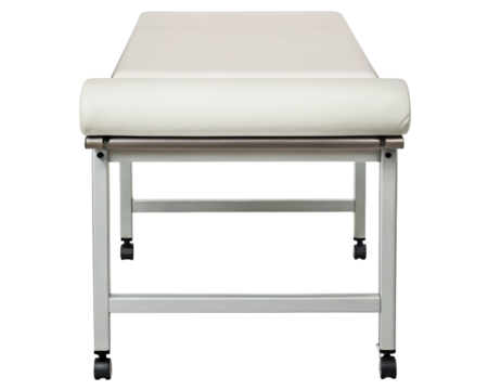Medical examination table with cushion on a transparent background