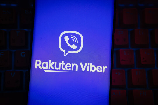 Dhaka, Bangladesh - 18 March 2025: The logo of the rakuten viber is displayed on a smartphone screen.