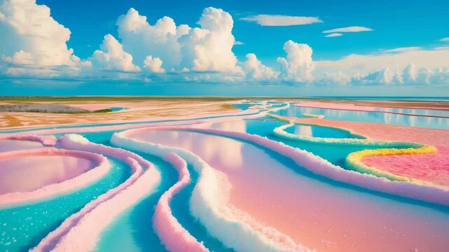 Overhead perspective of salt farm