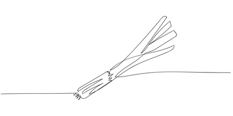 Continuous line drawing leek isolated on white background. Food minimalism illustration.