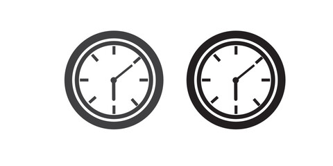 Clock icon set. Time clock icons collection. Line clocks symbol isolated on white background - stock vector.