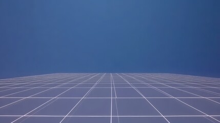 Futuristic 3D Grid Floor with Blue Background and Perspective for Digital Design and Virtual Reality Projects