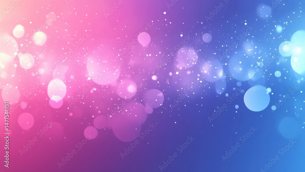 Fototapete abstract bokeh background with pink and blue gradient, featuring soft light circles and sparkling du