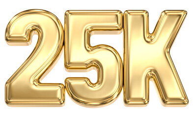 25K Number Follow 3D Gold Follow 3D Render
