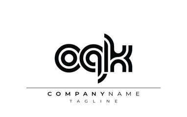 OQK Creative Unique Modern Letter Logo Design. Stylized logo featuring a unique letter design, presenting abstract minimalist aesthetics and modern appeal.