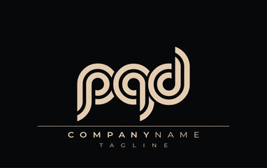 PQD Creative Unique Modern Letter Logo Design. Stylized logo featuring a unique letter design, presenting abstract minimalist aesthetics and modern appeal.