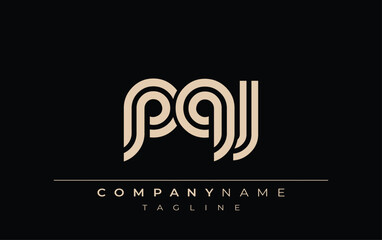 PQJ Creative Unique Modern Letter Logo Design. Stylized logo featuring a unique letter design, presenting abstract minimalist aesthetics and modern appeal.