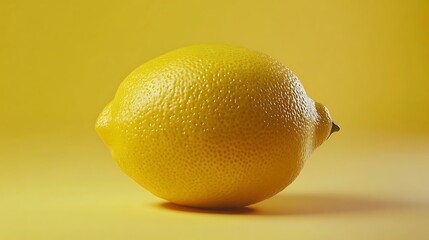 Single Lemon with Yellow Background.