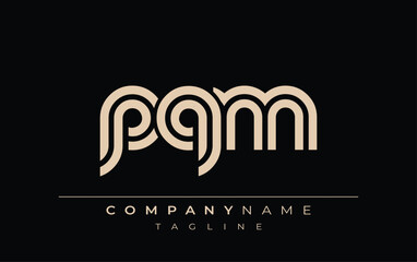 PQM Creative Unique Modern Letter Logo Design. Stylized logo featuring a unique letter design, presenting abstract minimalist aesthetics and modern appeal.