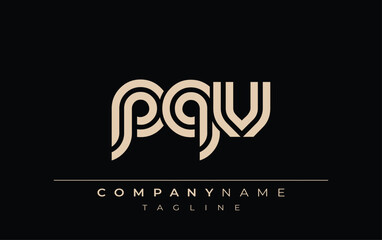 PQV Creative Unique Modern Letter Logo Design. Stylized logo featuring a unique letter design, presenting abstract minimalist aesthetics and modern appeal.