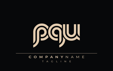 PQU Creative Unique Modern Letter Logo Design. Stylized logo featuring a unique letter design, presenting abstract minimalist aesthetics and modern appeal.
