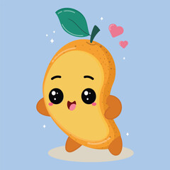 Cute And Happy Cartoon Mango Fruit Clipart Illustration