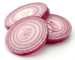 red onion slices isolated