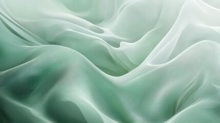 Obraz premium A soft, flowing fabric in shades of mint green, creating a calming and elegant visual effect.