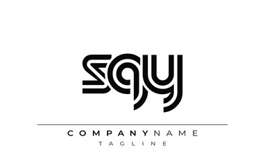 SQY Creative Unique Modern Letter Logo Design. Stylized logo featuring a unique letter design, presenting abstract minimalist aesthetics and modern appeal.