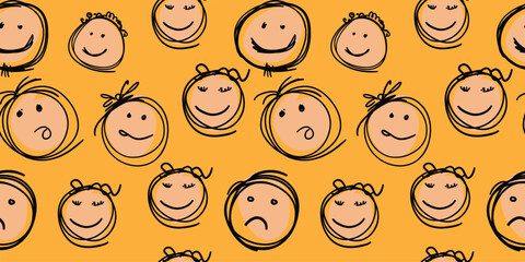 seamless pattern with funny kids emoji © Kreativ