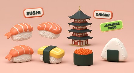 Japanese Food 3D Illustration