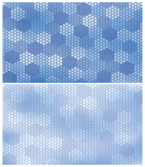 Abstract minimalistic digital light blue background with hexagons mosaic shape.