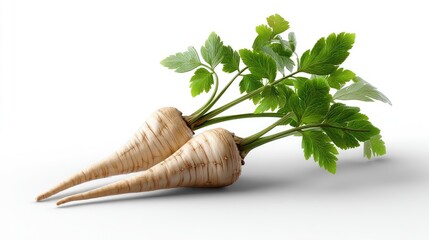 Realistic Parsnips on Plan white Background