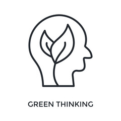 Green Thinking Icon Outline Style. Vector Illustration For Graphic Design