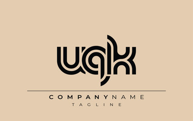 UQK Creative Unique Modern Letter Logo Design. Stylized logo featuring a unique letter design, presenting abstract minimalist aesthetics and modern appeal.