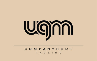 UQM Creative Unique Modern Letter Logo Design. Stylized logo featuring a unique letter design, presenting abstract minimalist aesthetics and modern appeal.