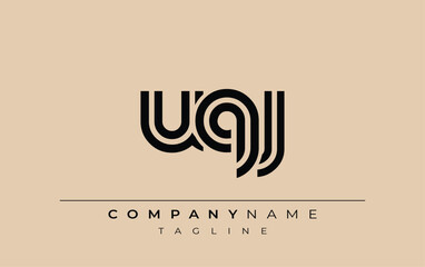 UQJ Creative Unique Modern Letter Logo Design. Stylized logo featuring a unique letter design, presenting abstract minimalist aesthetics and modern appeal.
