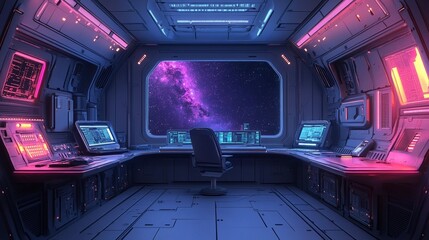 Spaceship Bridge: Futuristic Control Room