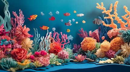 Paper Coral Reef with Ocean Scene.