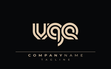 VQE Creative Unique Modern Letter Logo Design. Stylized logo featuring a unique letter design, presenting abstract minimalist aesthetics and modern appeal.