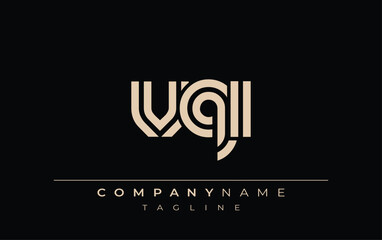 VQI Creative Unique Modern Letter Logo Design. Stylized logo featuring a unique letter design, presenting abstract minimalist aesthetics and modern appeal.