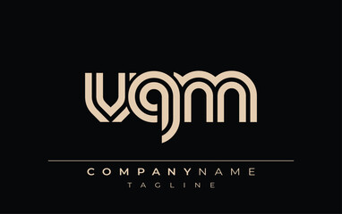 Fototapeta premium VQM Creative Unique Modern Letter Logo Design. Stylized logo featuring a unique letter design, presenting abstract minimalist aesthetics and modern appeal.