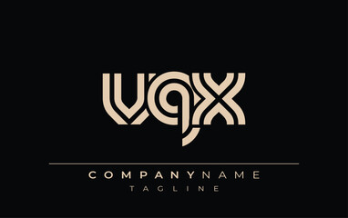 VQX Creative Unique Modern Letter Logo Design. Stylized logo featuring a unique letter design, presenting abstract minimalist aesthetics and modern appeal.