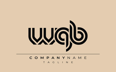 WQB Creative Unique Modern Letter Logo Design. Stylized logo featuring a unique letter design, presenting abstract minimalist aesthetics and modern appeal.