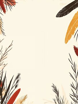 Elegant Autumn Botanical Frame Cream Background Design Template art red fall card boho gold flyer