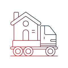 moving truck gradient outline icon with white background vector stock illustration