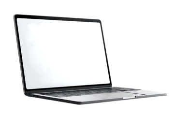 Clean Laptop Mockup with Blue Screen and No Background