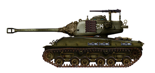 Alternative modernization of the M4 Sherman tank with the installation of a turret from the M26 tank with a 90mm gun © Tikros