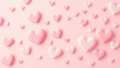 Obraz premium Delicate seamless pattern of pale pink hearts on a blush pink background, valentine, design element