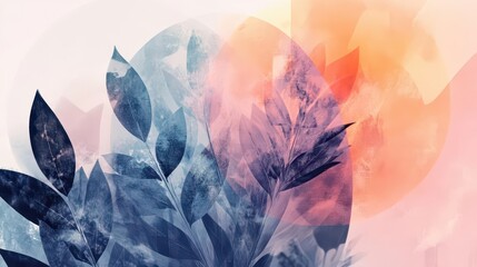 Obraz premium Abstract composition featuring leaves and soft colors, evoking nature and tranquility.