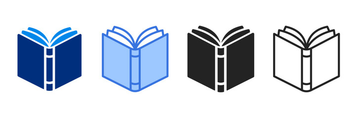 Book Icon Set Multiple Style Vector Illustration 