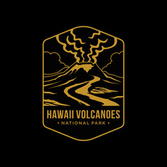 Line art Hawaii Volcanoes National Park emblem patch logo illustration