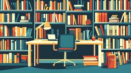 Home Office Library Study Desk.