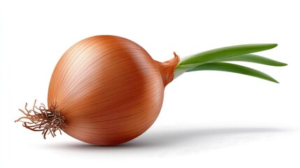 Realistic Onion on Plan white Background